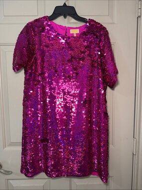 Hot Pink Sequin Shift Dress